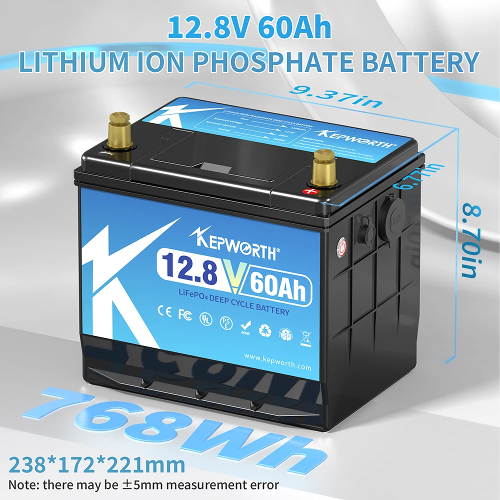 12V 60Ah LiFePO4 Solar Storage Battery Built-in BMS Lithium Batteries For RV Campers Golf Cart Off-Road Off-grid Solar Energy