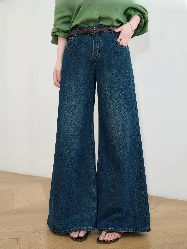 

Брюки-джинсы JULULOOK Studio винтажного синего цвета, свободные, широкие, в пол, больших размеров, женские, удобные, из смесового хлопка и полиэстера