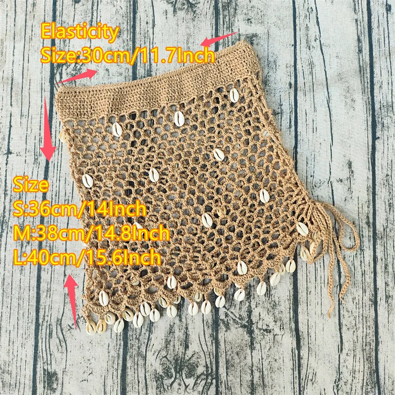 3 STKS vrouwen Bodycon Gebreide Jurk Shell Kwastje Bikini Set met Sexy Halter Crop Top Bh Trekkoord Rok Onderkant Strand Cover up