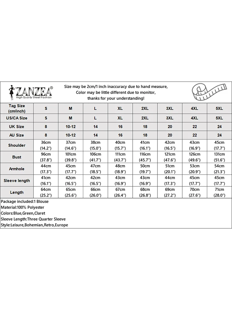 ZANZEA Elegant Chic Women Blouses Lace Trim 3/4 Lantern Sleeve V-Neck Solid Color Pullover Tops Autumn Fashion Woman Clothes 3XL