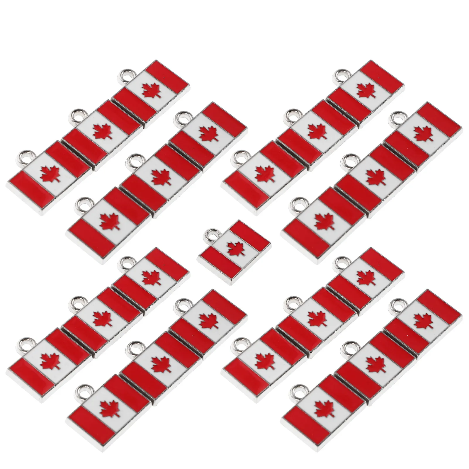 

25Pcs Canadian Flag Charms Alloy Maple Leaf Pendant Enamel Craft DIY Jewelry Making Keychain Backpack Accessories