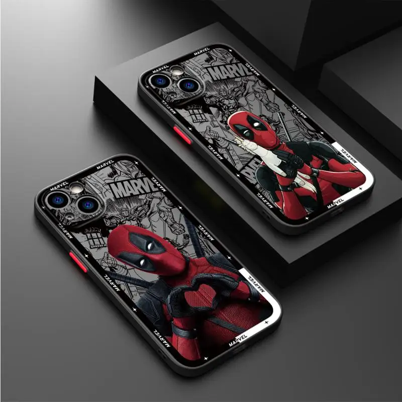 Marvel Deadpool Cover Phone Case for iPhone 15 Pro Max 14 Plus 12 13 11 Pro Max SE 7 8 14 Pro XR XS X 15Pro 12 Mini Clear Matte