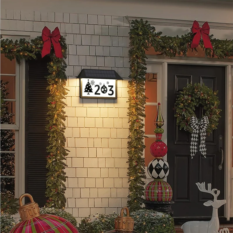 Au Silver Solar Light Emitting Diode Wall Light Waterproof IP65 Outdoor Garden Address House Number Logo Courtyard Door Plaque
