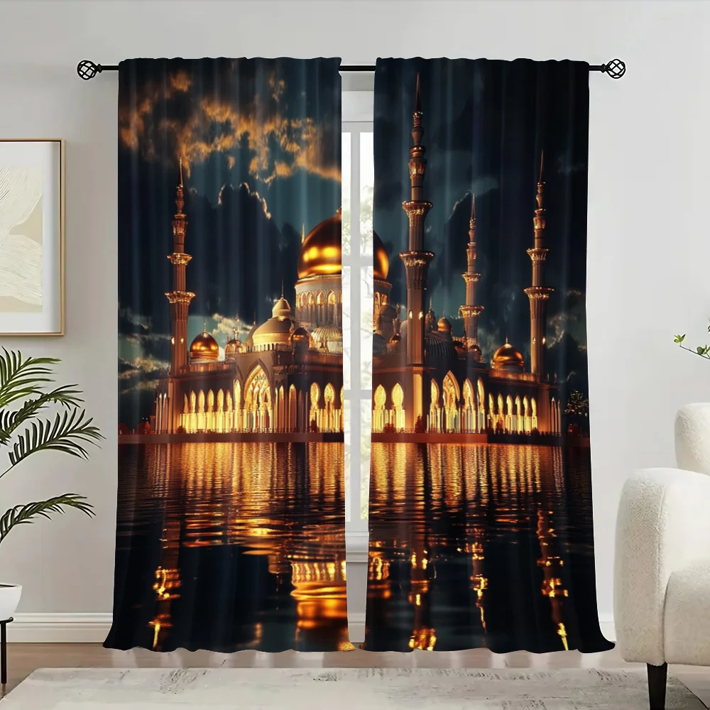 

2pc, Curtains modern Versatile 100% Polyester,Without Electricity Family Party Decoration for College dormitory decoration