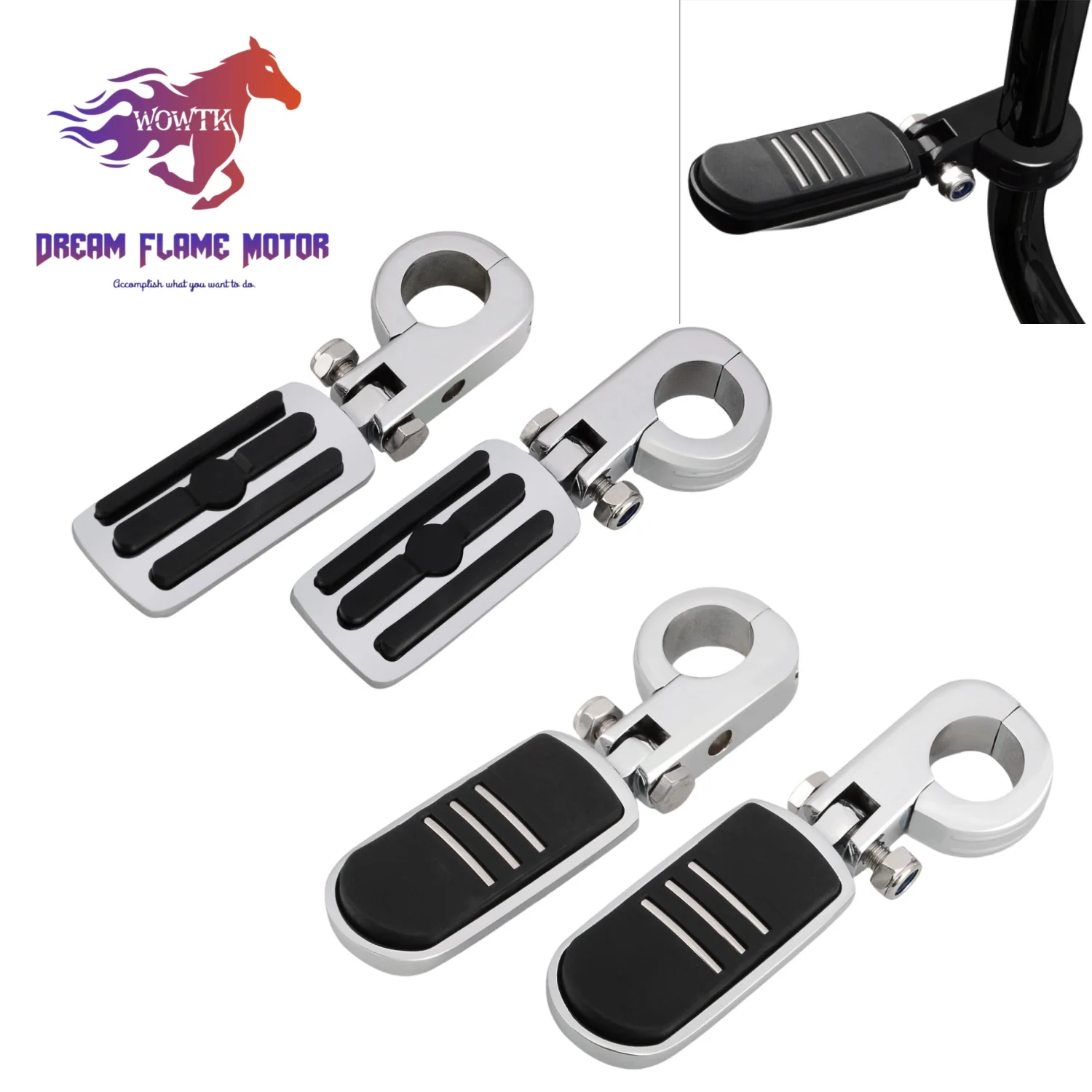 

Motorcycle 1-1/4" Engine Guard Crash Bar Adjustable Highway Foot Peg Kit For Harley Honda Kawasaki Suzuki Yamaha Touring Fat Boy