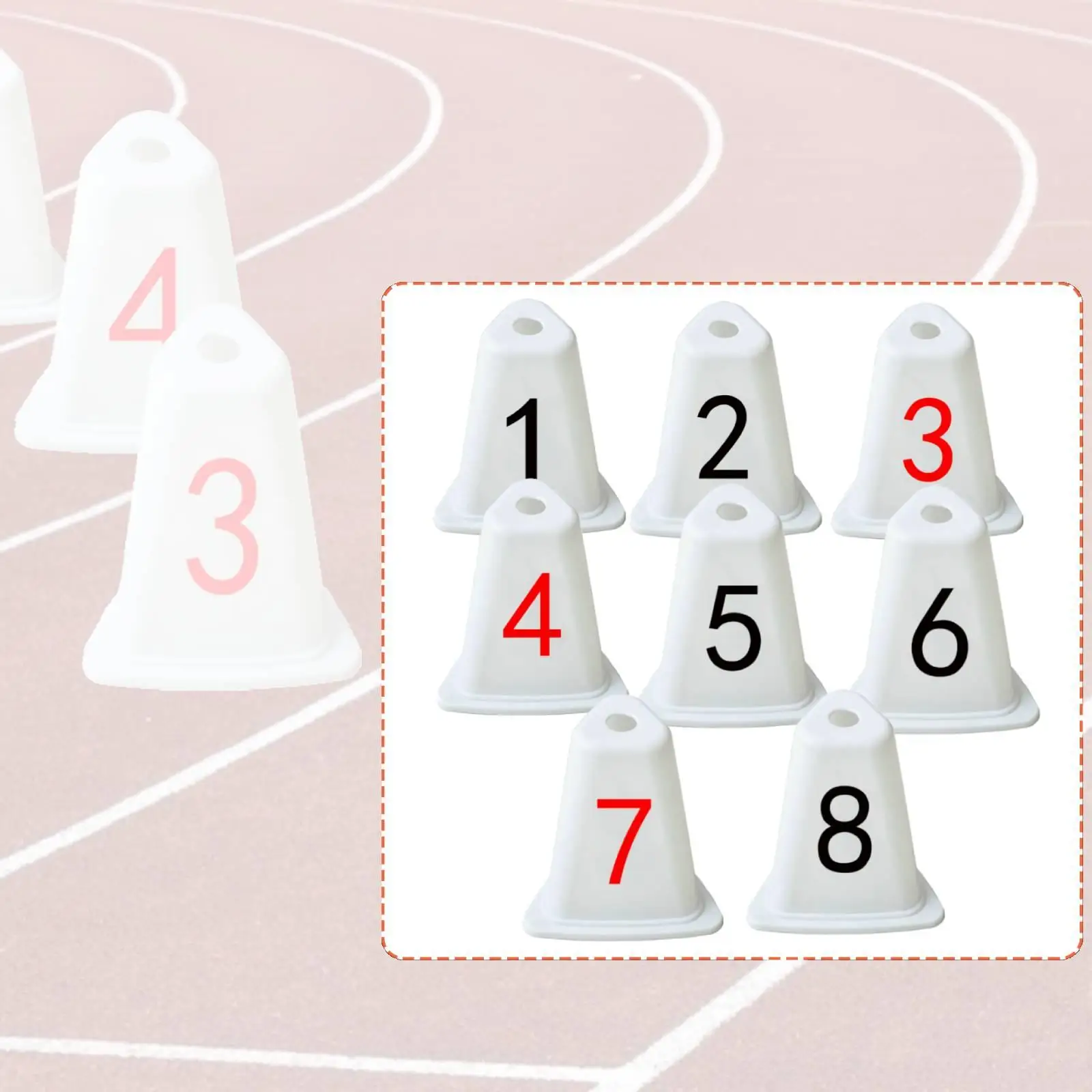 Cone for Sport Training Track and Field Sturdy Practical Lane Marker Training Lane Split Sign Cone with Number