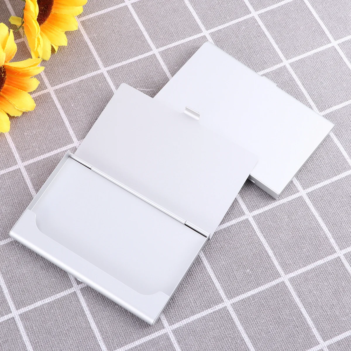 

2Pcs Professional Aluminum Alloy Business Card Organizer Golden Metal Holder for Id and Credit Cards Stylish Design