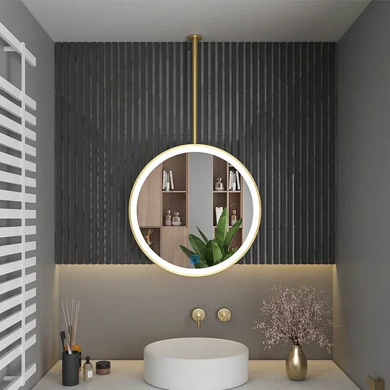 Nordic Backlight Mirror Makeup Round Washroom Aesthetic Bathroom Mirror Shaving Cleaning Espejo Inteligente Bathroom Accessories