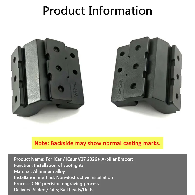 For Chery iCaur iCar V27 2026 Car Quick Release A Pillar Extension Mount Front Hood Integrated LED Spot Lights Accessories Kit