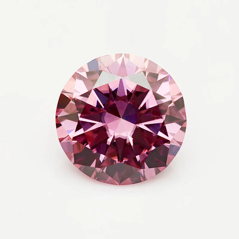Pink Colored round Cut Moissanite Stone 3.0mm-11.0mm VVS1 Lab Diamond Equivalent Passed Diamond Tester with GRA Report