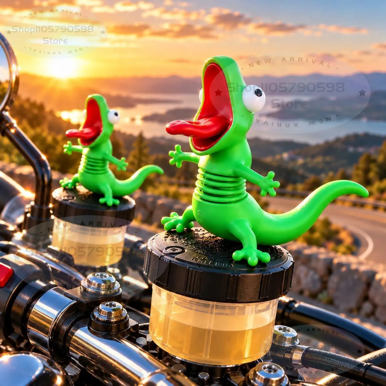 Wobbly Lizard Riding Buddy,Funny Car Dashboard & Motorcycle Decor,Goofy Green Lizard with Flexible Spring Body,Car Accent Gift