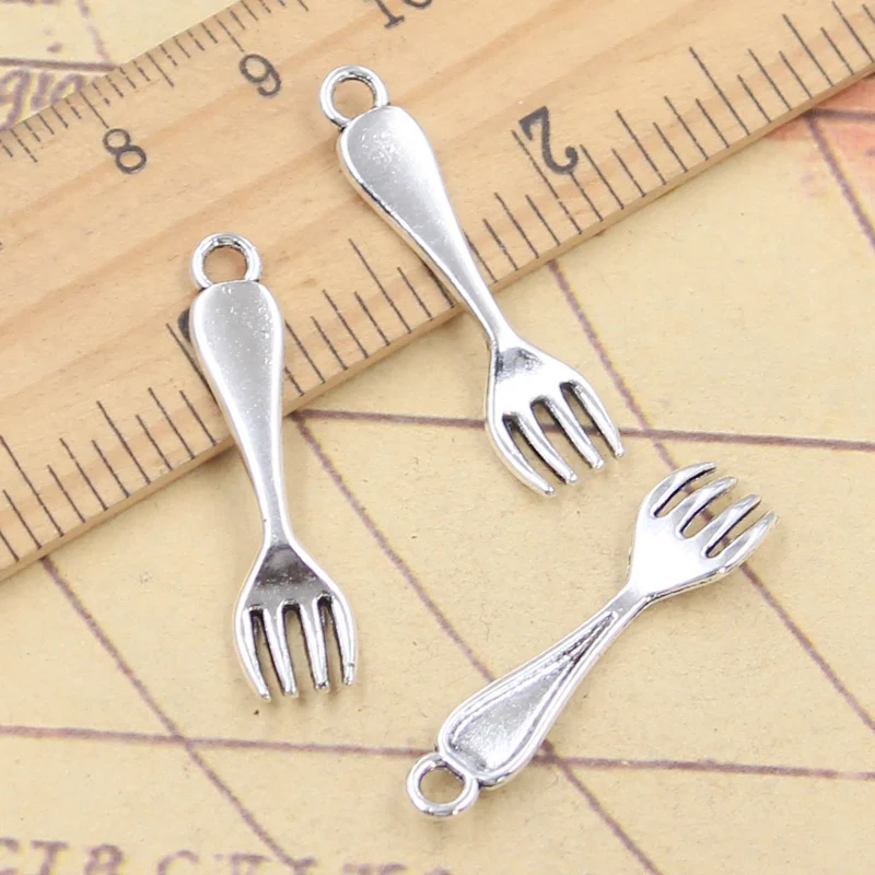 20pcs Charms Kitchen Fork 30x7mm Tibetan Silver Color Pendants Antique Jewelry Making DIY Handmade Craft