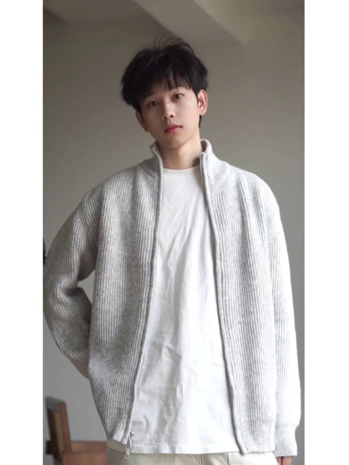 

Мужской трикотажный кардиган Cleanfit Light с воротником-стойкой на молнии, весна-осень, повседневная верхняя одежда из комфортного полиэстера