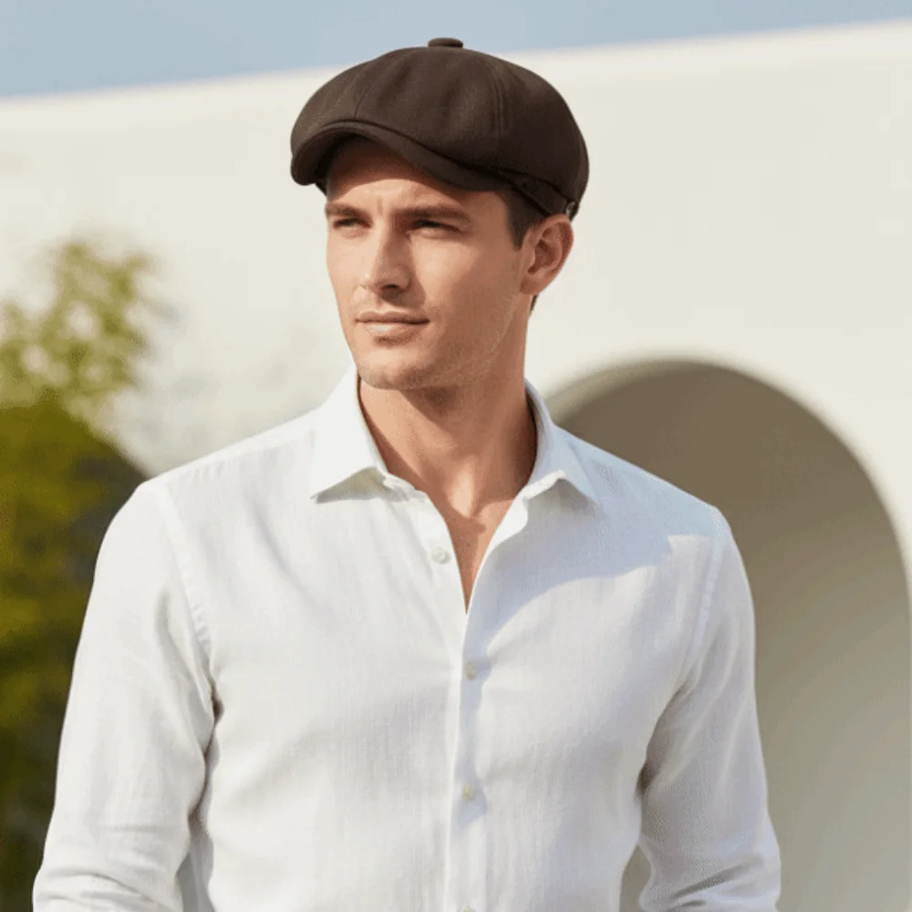Lightweight Patchwork Newsboy Cap Breathable Fabric Multi-Panel Stitching Colorblock Flat Hat Sweat-Absorbent