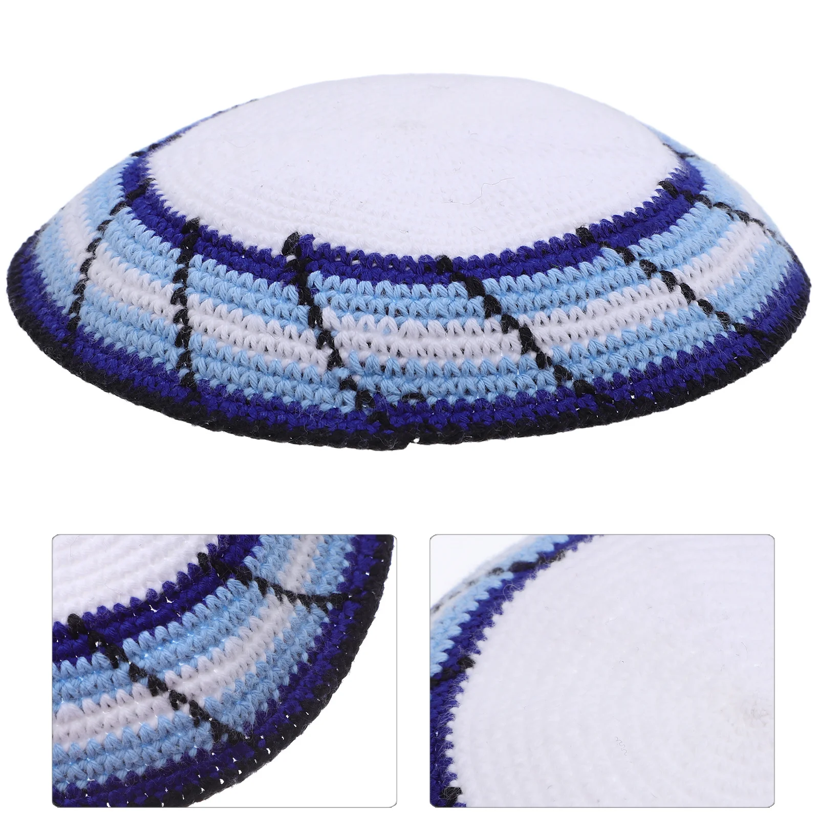 

Hand Knitted Kippah for Men Yemenite Style Jewish Skullcap Breathable Mesh Top Casual Formal Occasions Travel Friendly Cap