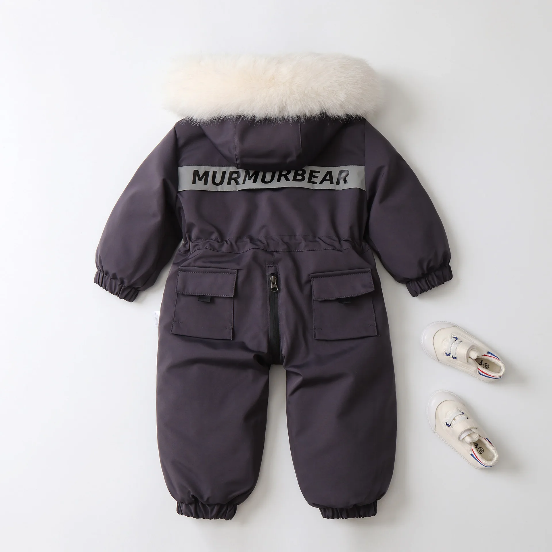 Traje de esquí de invierno para niños, mono impermeable grueso para niños, Abrigo con capucha cálido para niñas, monos con forro de piel, prendas de vestir