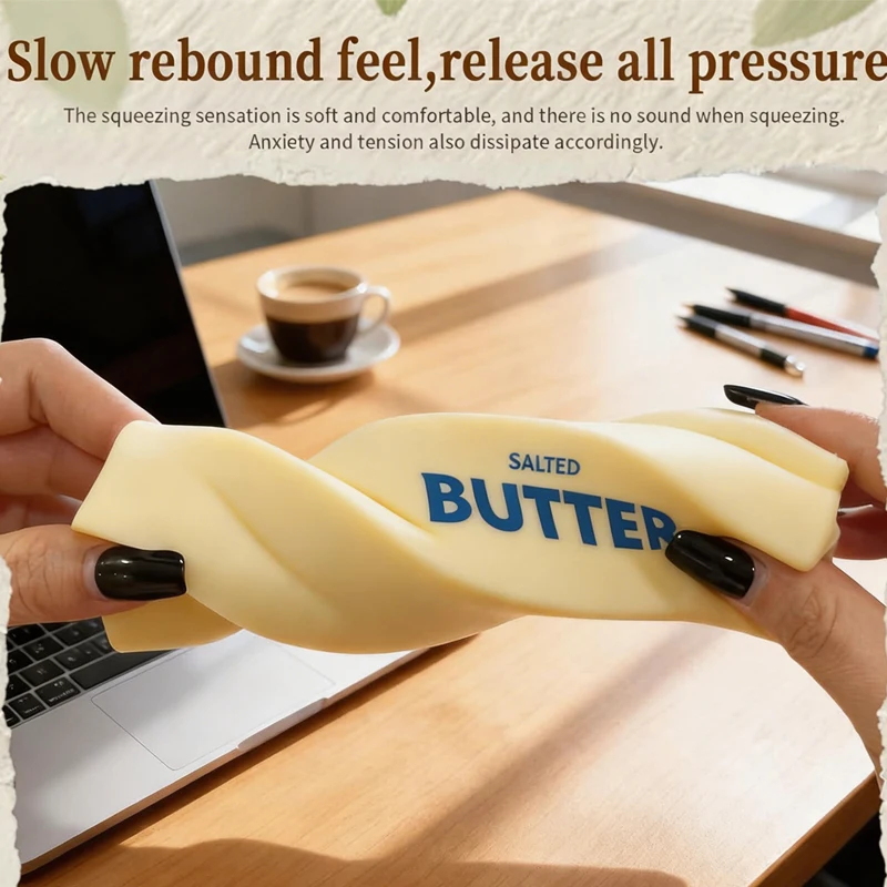 Barra de Mantequilla Blanda de 1-3 Piezas: Juguete Amarillo Suave con Aroma Cremoso, Perfecto para Jugar y Diversión Sensorial, el Mejor Juguete Antiestrés para Apretar
