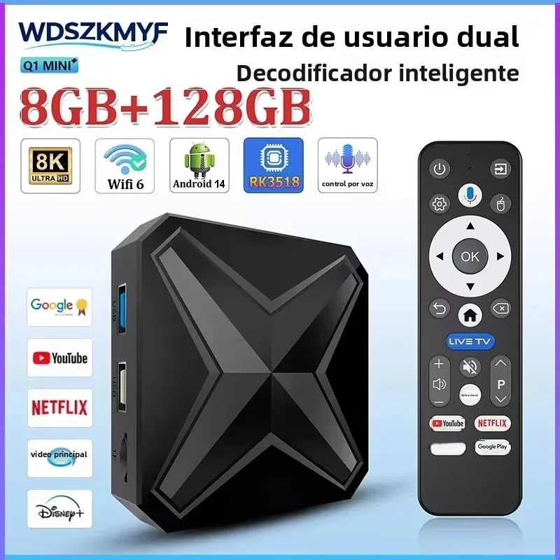 2026 Neue Smart TV Box Q1MINI+ Dual UI Interface Android 14 RK 3518 Google Assistant HD 8K Video Media Player Set-Top-Box