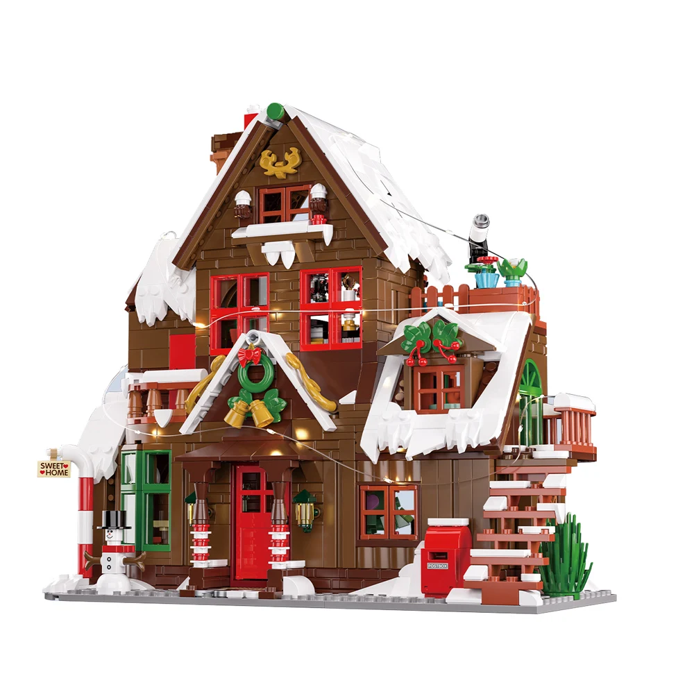 هدية عيد الميلاد اللبنات الطوب DIY عيد الميلاد سعيد منزل خشبي ديكور المنزل سطح المكتب زخرفة لعب الأطفال #1