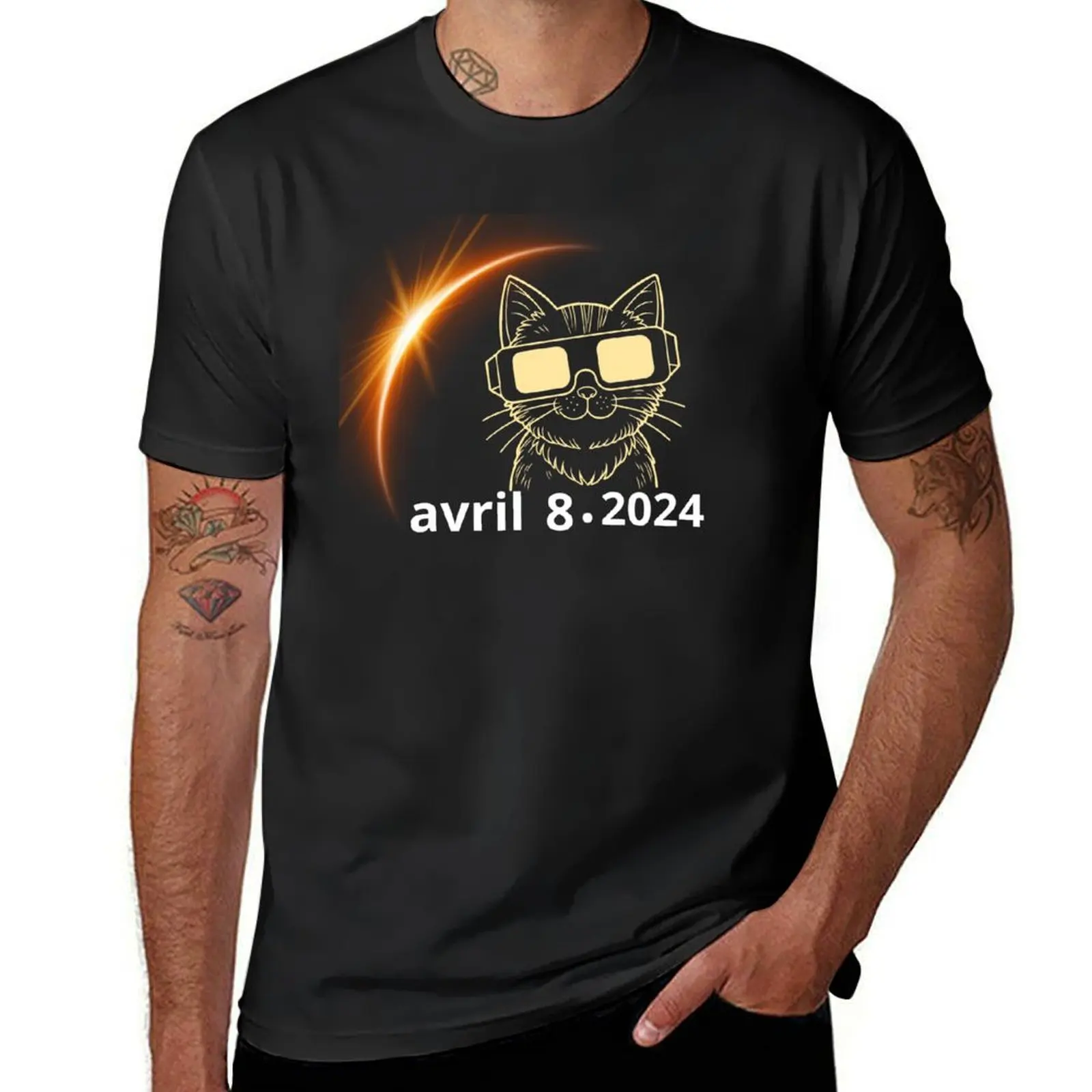 Solar Eclipse TShirt 2024 Cat Wearing Glasses T-Shirt T-Shirt boys animal print vintage mens t shirts pack