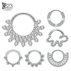 Astm F136 Titanium Oor Neus Pierc Kraakbeen Oorbel Piercing Cz Verharde Zijringen Segment Hoepels Clicke Tragus Ring Sieraden