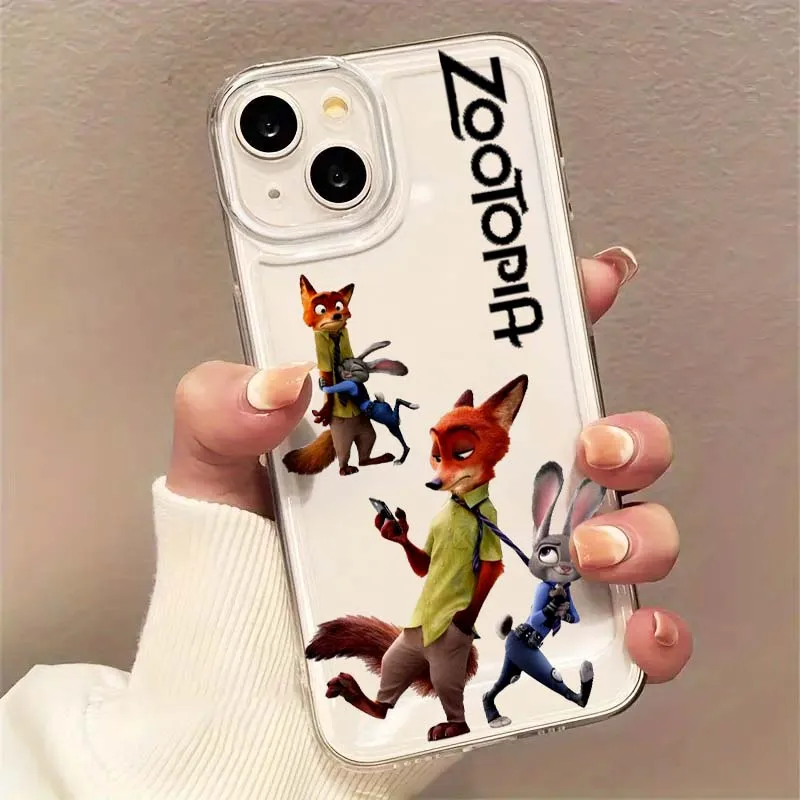 ディズニー ズートピア ウサギ キツネ Apple iPhone 17 16 15 14 13 12 11 Air Pro Max Plus Mini 用 透明 ソフト スマホケース
