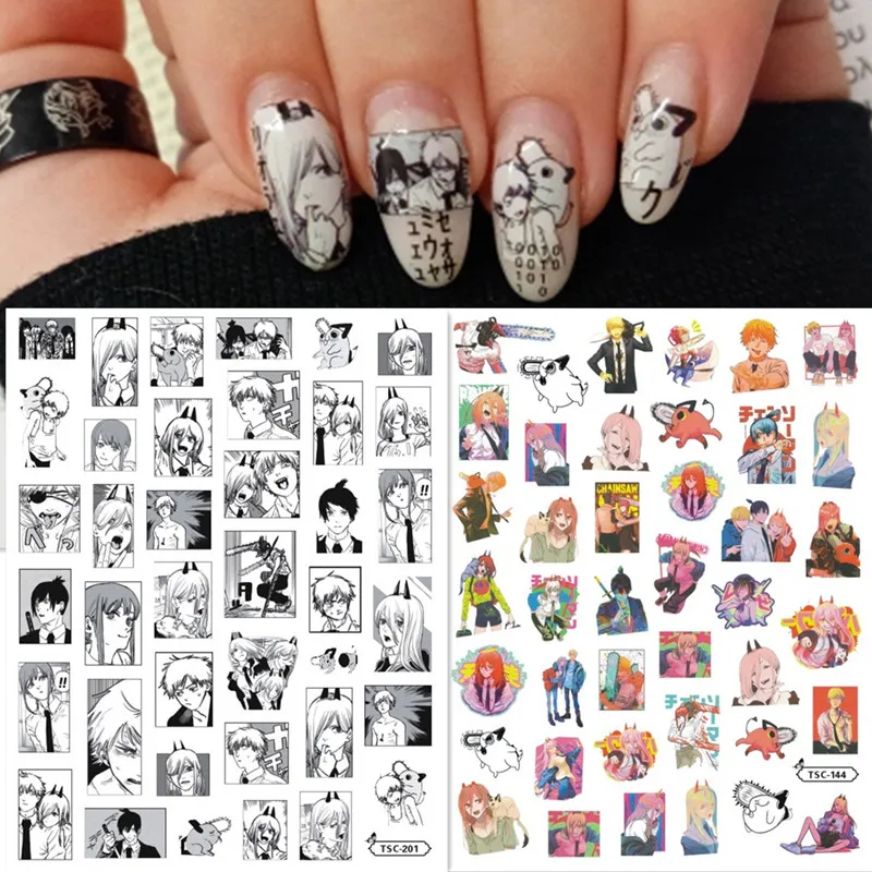 3D Anime Chainsaw Man Design Self Adhesive Decal Stamping DIY Decoration Wraps Nail Sticker  TSC 201