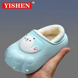 YISHEN – chaussures en coton imperméables pour Enfants, pantoufles d'intérieur pour garçons et filles, Chaussons pour la maison, hiver