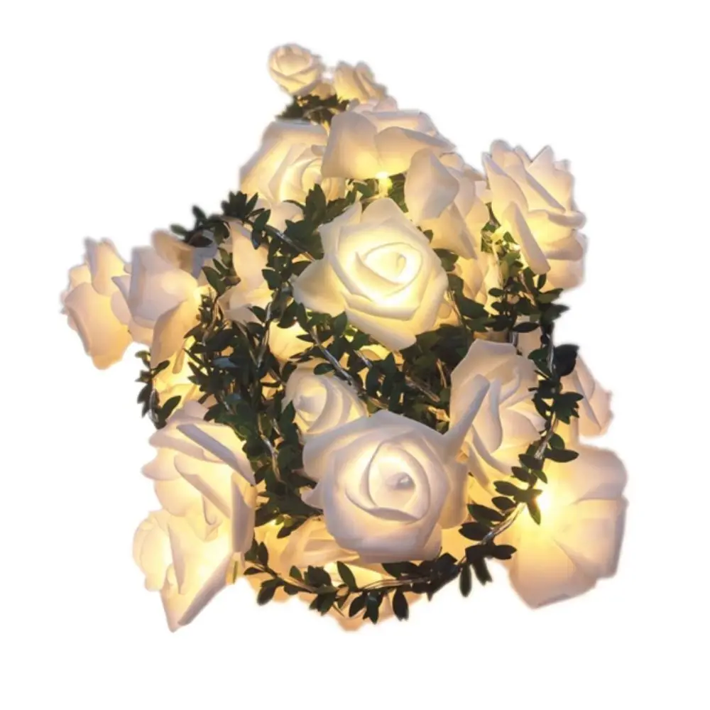 Warmes Licht, LED-Lichterkette, farbige Lichter, Simulation grüne Blätter, Rosenblüten-Lichter, Rosenblüten-Design