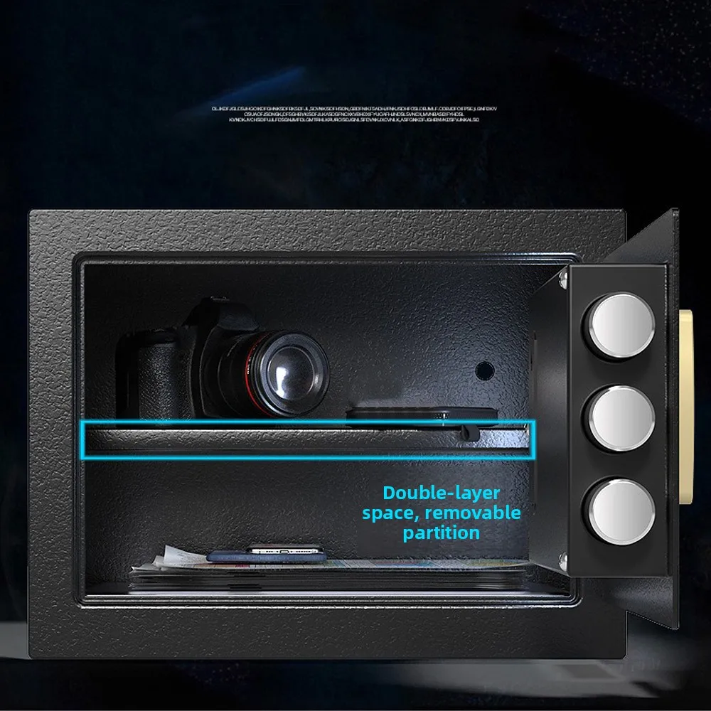 Metal Safety Deposit Box Small Black Gold Digital System Safe Theft Proof Combination Lock Fireproof Safe Box