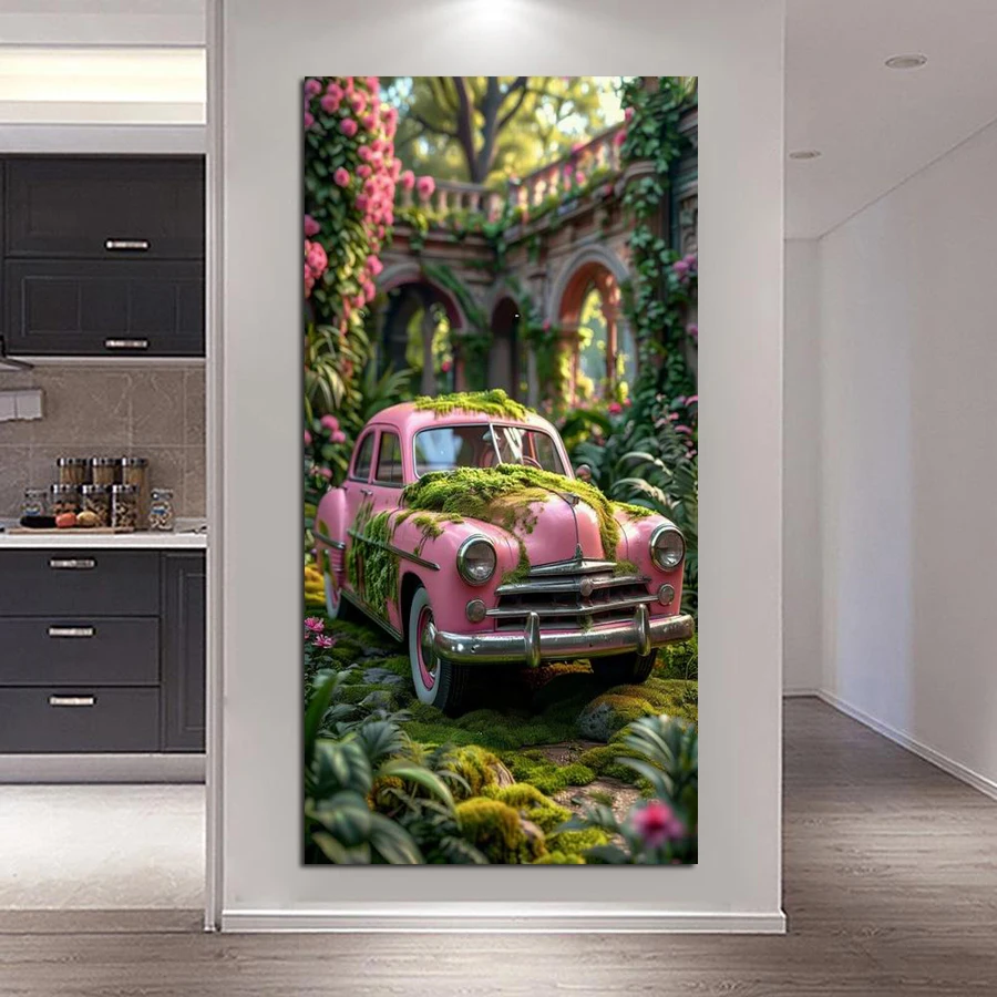 

Лесной автомобиль, большой размер, новые наборы для алмазной живописи «сделай сам», пейзажный автобус, полная квадратная круглая дрель, мозаика, вышивка, фотографии 50x100 см