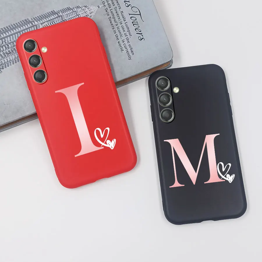 A24 4G Case Love Heart Letter For Samsung Galaxy A24 4G A 24 A245F Case Cover Silicone Matte Black Red Funda For SamsungA24