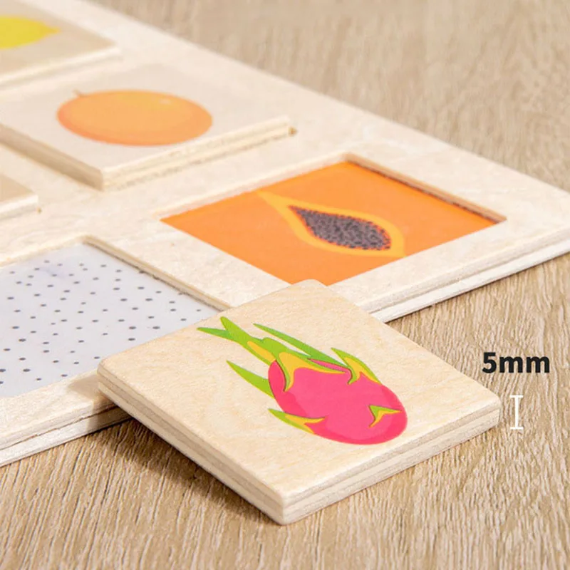 Wooden Logical Thinking Matching Puzzle Cognitive Board Montessori Teaching Aid Fruit Animal Pairing Board Educational toys