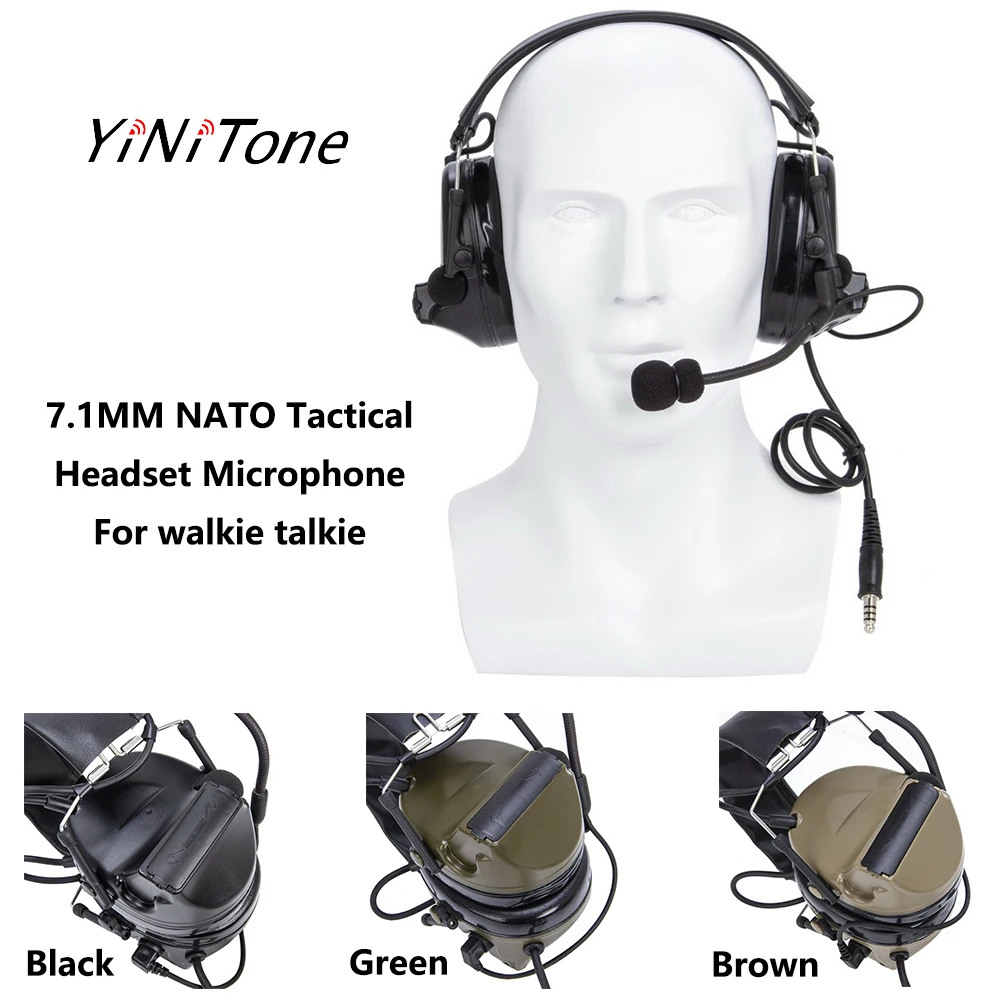 

7.1mm NATO Two-Way Radio Headset - Noise Reduction, High-Strength Cable, Comfortable Silicone Earmuffs