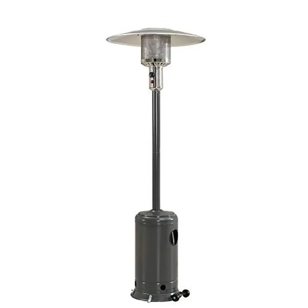 Outdoor Propane Heater 47000 BTU Gray Portable Safety Shut Off Wheels Heat Output