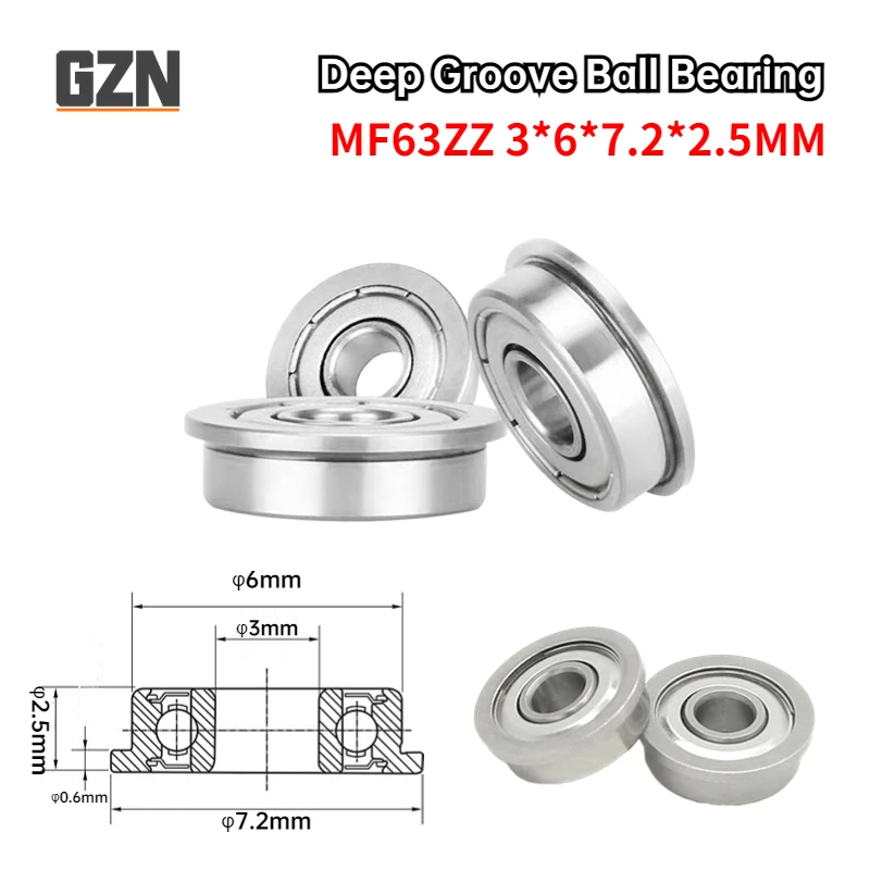 10pcs MF52ZZ MF62ZZ MF63ZZ MF74ZZ MF83ZZ MF84ZZ To MF148ZZ Miniature Flange Bearing Thin Wall Metal Shielded Flanged Bearings