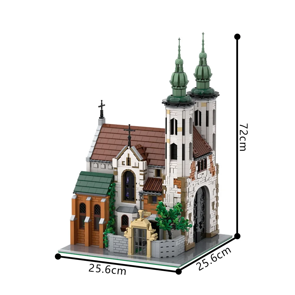MOC Film Andrewss Church Klocki Model Retro Średniowieczna Architektura Cegły Zabawka do Składania dla Dzieci Prezent