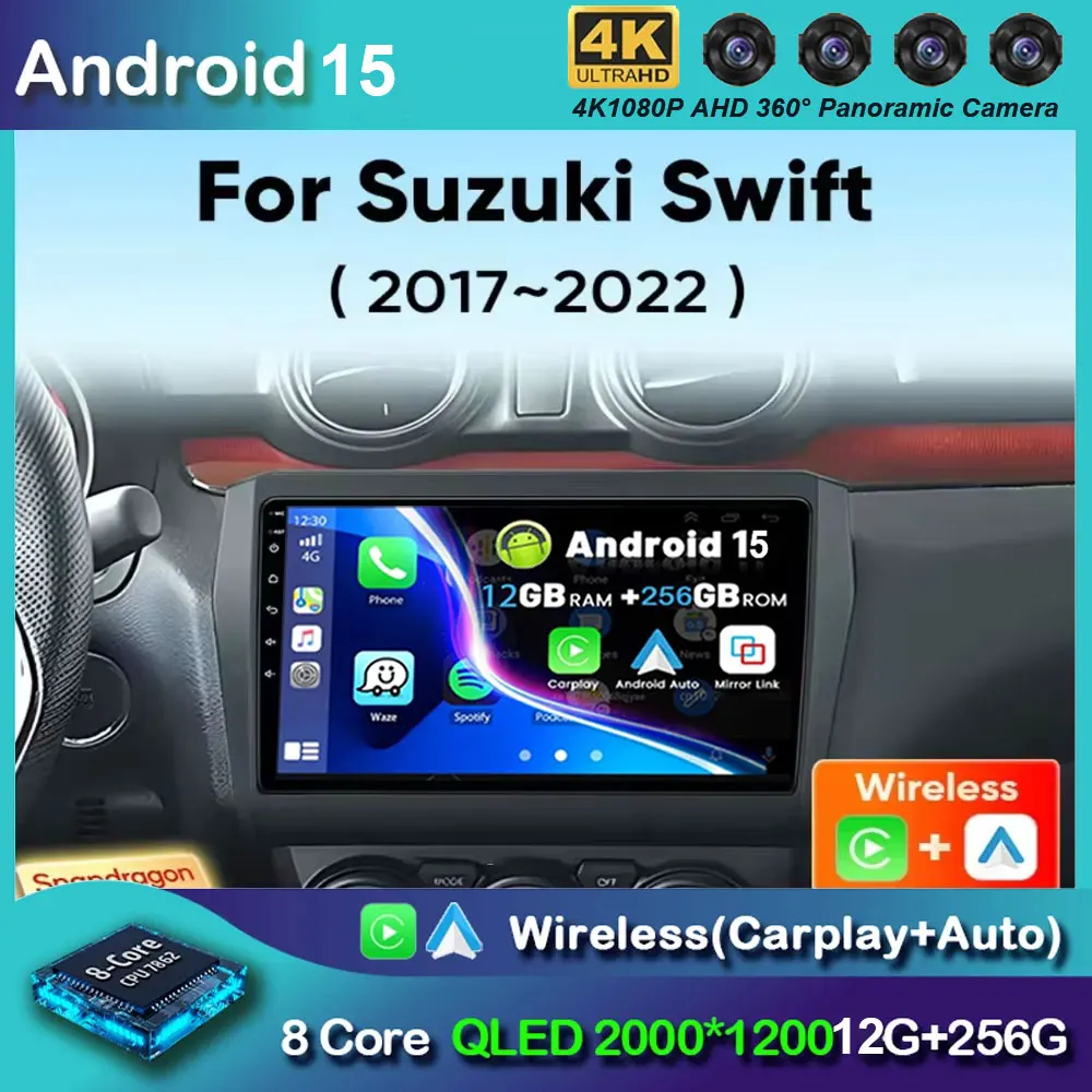 Android 15 Carplay DSP Car Radio For Suzuki Swift 2016 2017 2018 2019 2020 2021 Navigation Multimedia Player Accessories Screen
