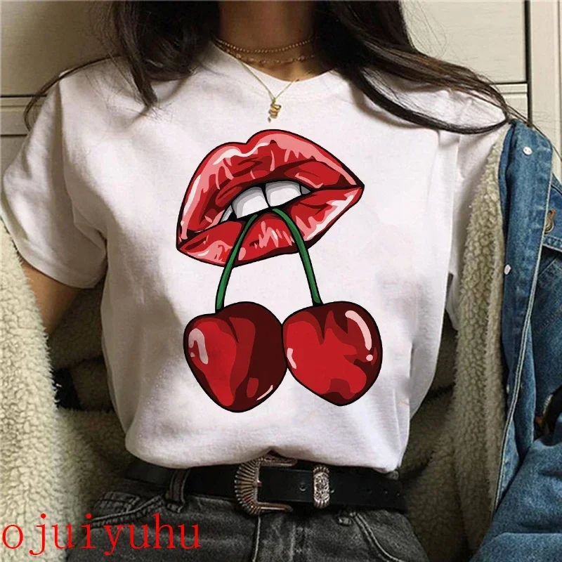 sweet Strawberry Cherry Casual T-Shirts Gothic Tee Shirt Harajuku 90s Tshirt Women Summer Tops Streetwear Clothes