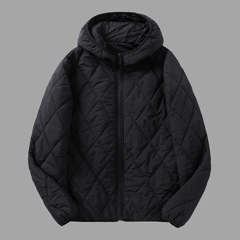

Faionable Autumn Winter Men's Cotton Jaet Hooded Loose Design Versatile Warm Polyester Fiber Long Sve Zipper Closure
