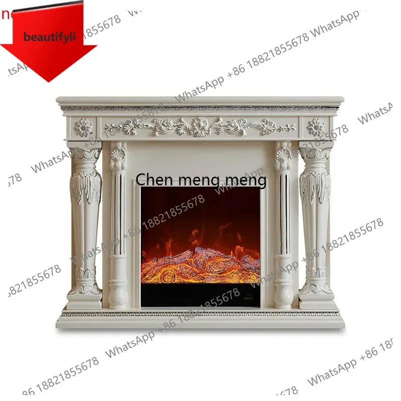 A49Household Villa Living Room Cabinets Simulation Flame Heating ecorative Fireplace Retro European-style Furniture