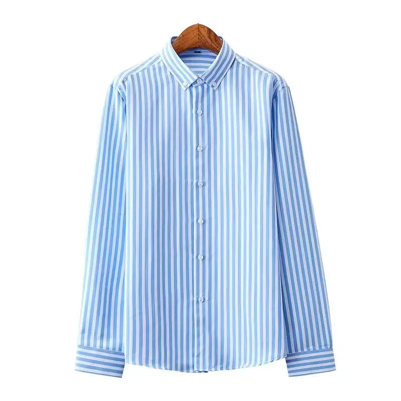 2025 new fashionable men's British style striped printed long sleeved shirt, comfortable casual top with 10 colors - Image 5