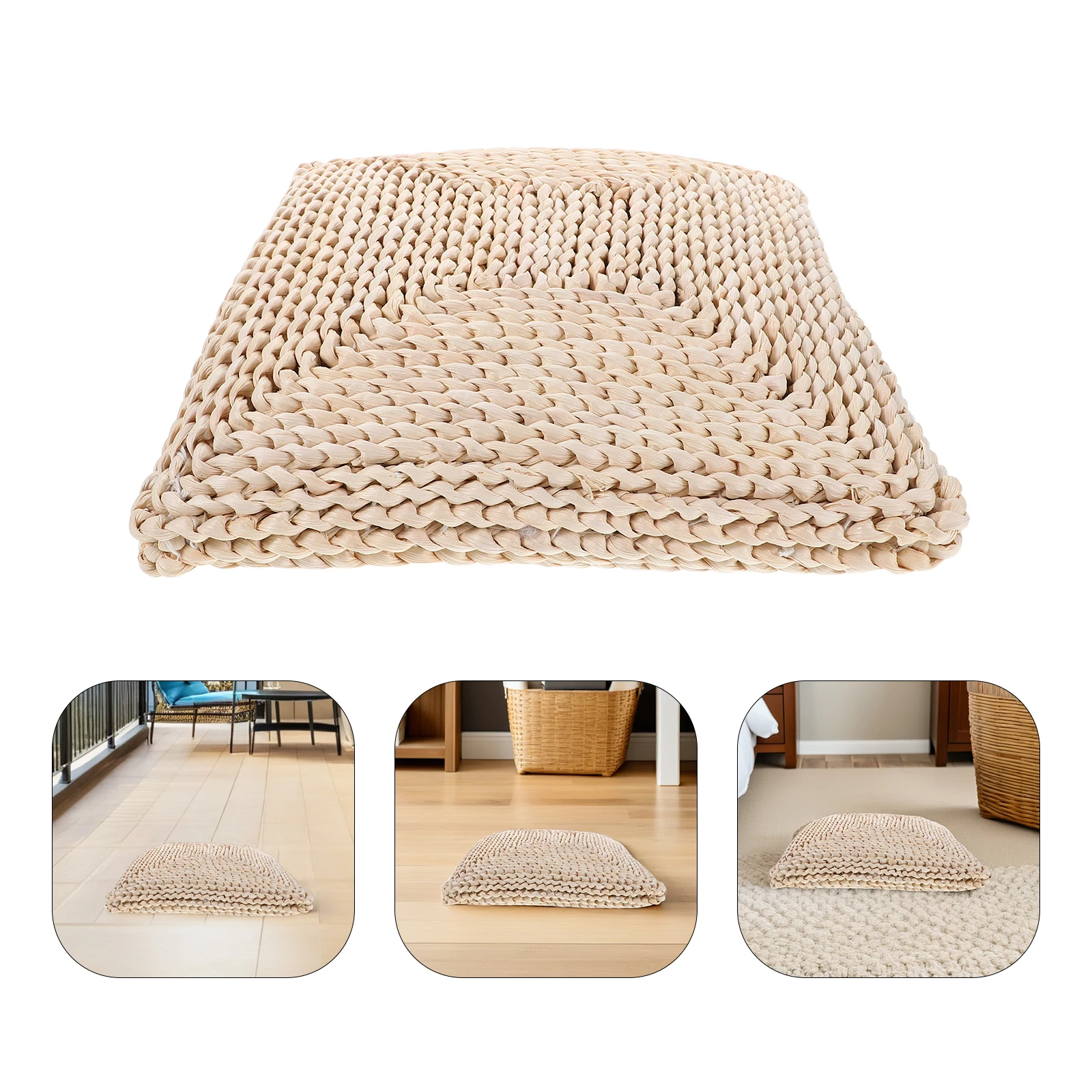 

1pcs Thickened Straw Seat Cushion 30X30Cm Japanese Style Square Hand Woven Tatami Floor Mat Comfortable Sitting Meditation Yoga