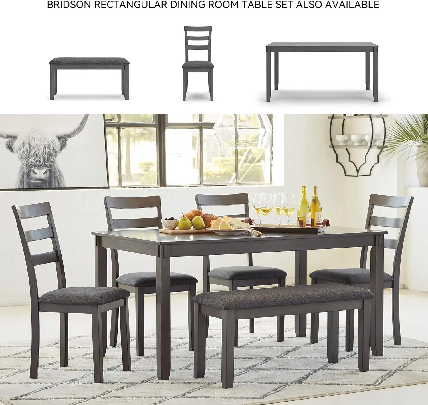 Customizable Bridson 5 Piece Counter Height Dining Room Set, Includes Table & 4 Bar Stools, Gray