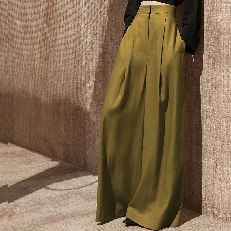 High Waisted Wide Leg Pants Spring/Autumn Thin Casual Floor Mops Women's Trendy Korean Slim Drape Leg Pants Streetwear Trousers
