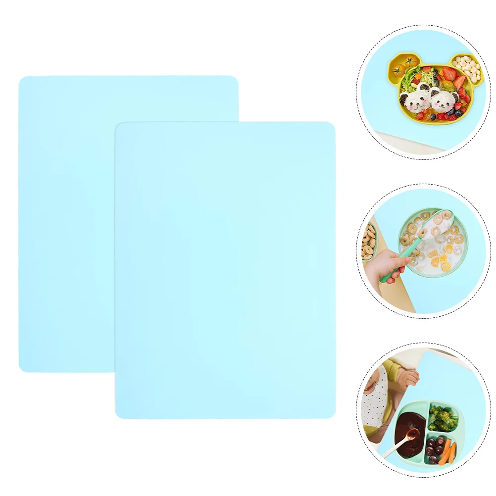 

2Pcs Silicone Placemat Set Dining Table Placements Lightweight Portable Non-Stick Easy Clean Dining