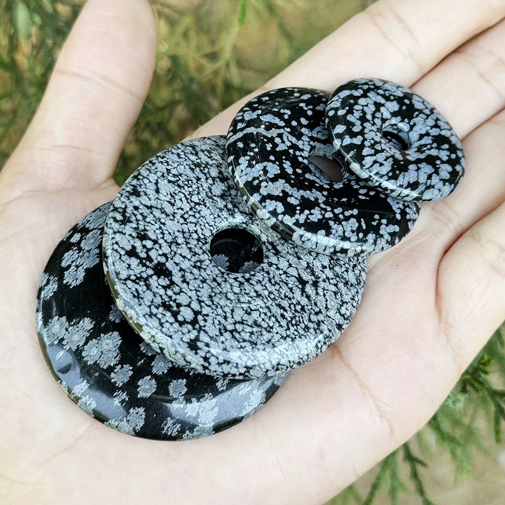 

30,40,50mm Donut Rings Snowflak Obsidian Alabaster Stone Beads for DIY Accessories Necklace Bracelet Charms Jewelry Making 1 Pcs