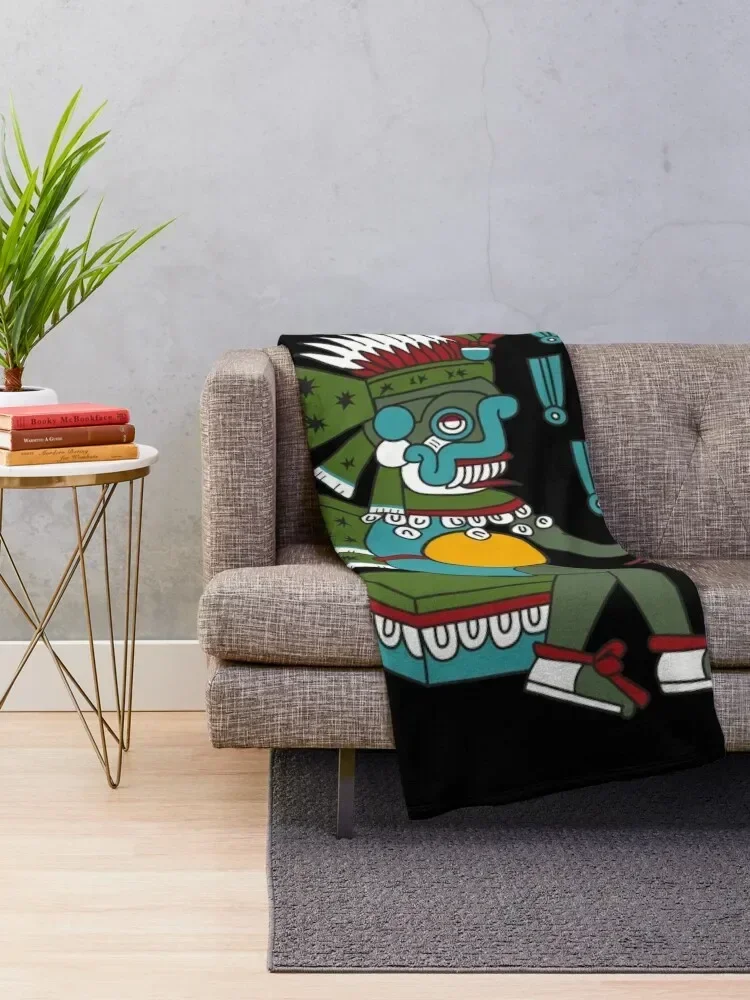 Aztec Deity Tlaloc , God of the Rain, Thunder, Earthquakes, Codex Magliabechiano. Throw Blanket