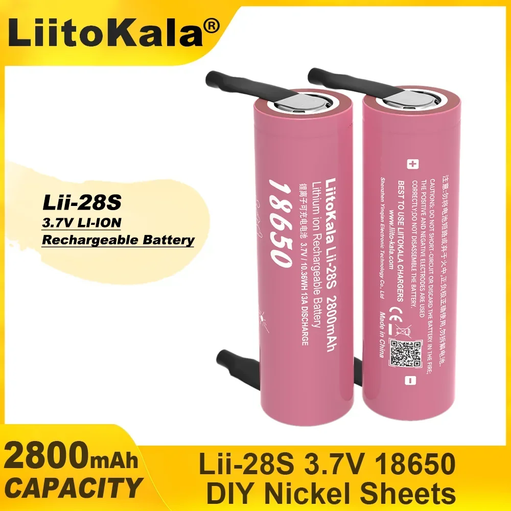 1-9PCS LiitoKala Lii-28S DIY Nickell 18650 3.7V 2800mAh 13A Power Rechargeable Lithium Battery For  Electric Tools