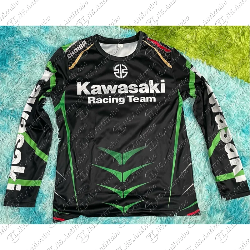 

25-26 Kawasaki мотоциклетная гоночная команда мужская футболка с длинным рукавом весна осень женские футболки спортивная одежда топы